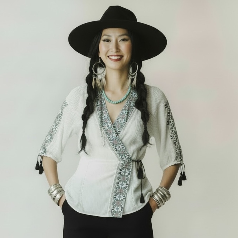 Free People Boho Wrap Shirt Women’s Size S